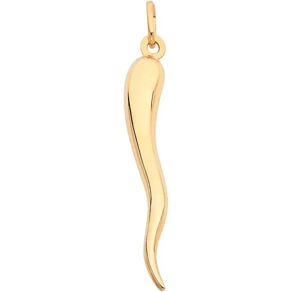 GOLD - 14K Yellow Gold Cornicello Italian Horn Pendant