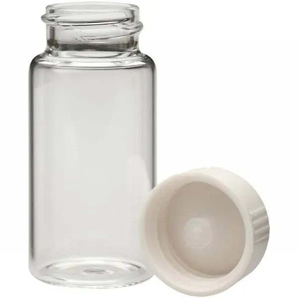 Wheaton 986586 Borosilicate Glass 20mL Liquid Scintillation Vial, with 22-400 White Urea Poly Seal Cone Lined Screw Cap, Packaged Separately (Case of 500)Wheaton 986586 Borosilicate Glass 20mL Liquid Scintillati…