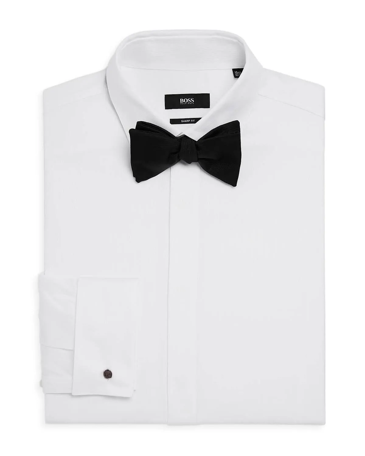 BOSS Myron Pincord Stripe Sharp Fit Tuxedo Shirt - Color: Ivory - 16 - 34/35