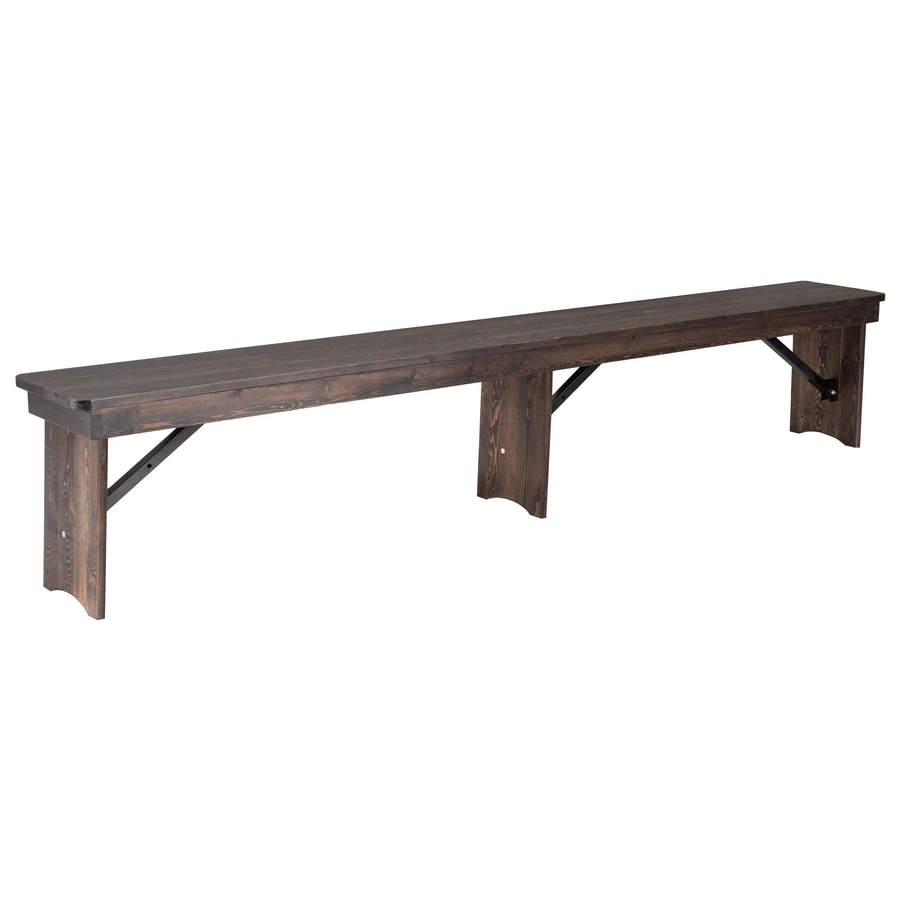 HERCULES 8&#039; X 12&#034; Solid Pine Folding Farm Bench in Antique Rustic Mahogany