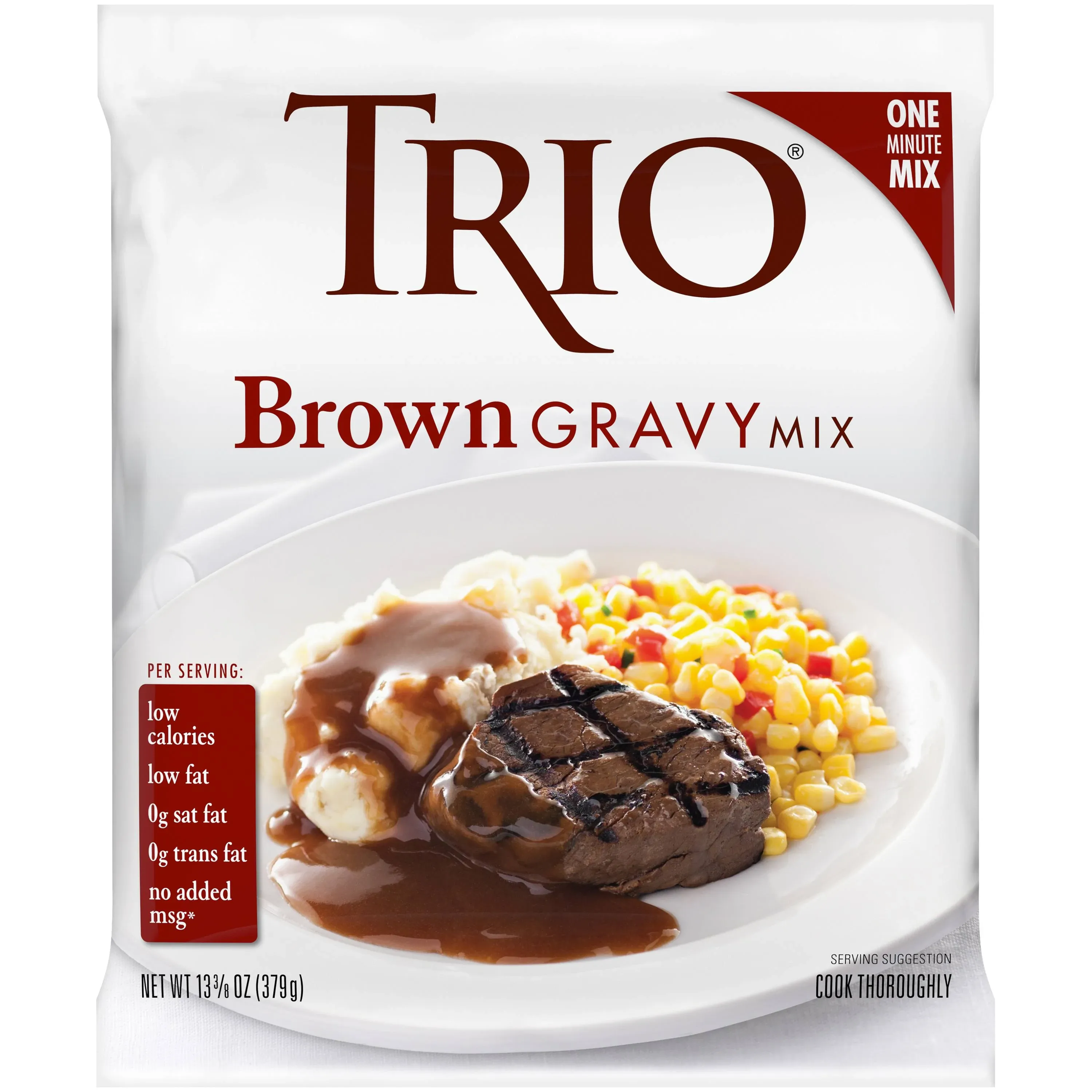 Trio Gravy Mix, Brown Gravy, Holiday Roasts, Dehydrated, Just Add Water, 13.37 oz Bag