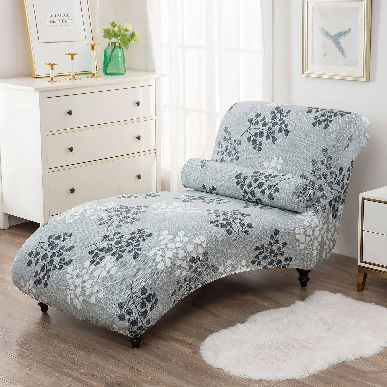 Printed Armless Chaise Lounge Indoor Slipcover Stretch Chair Covers For Living R