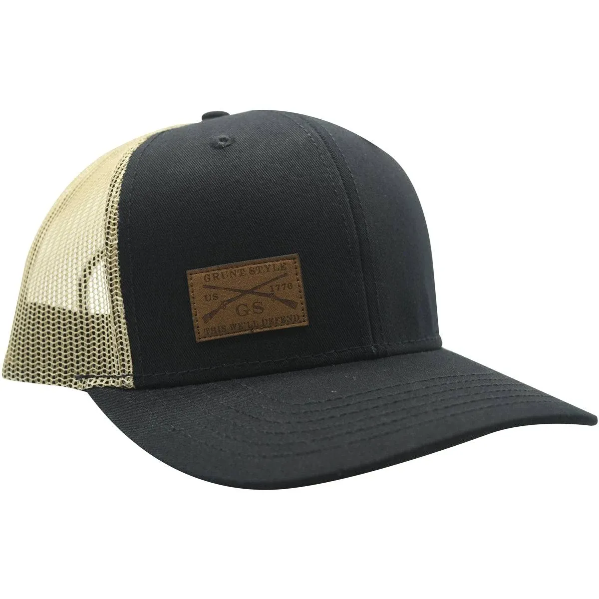 Grunt Style Logo Leather Patch Hat - Black