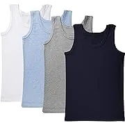 Brix Boys Undershirt Tank Top - Tagless 100% Cotton Super Soft 4 Pack Novelty.