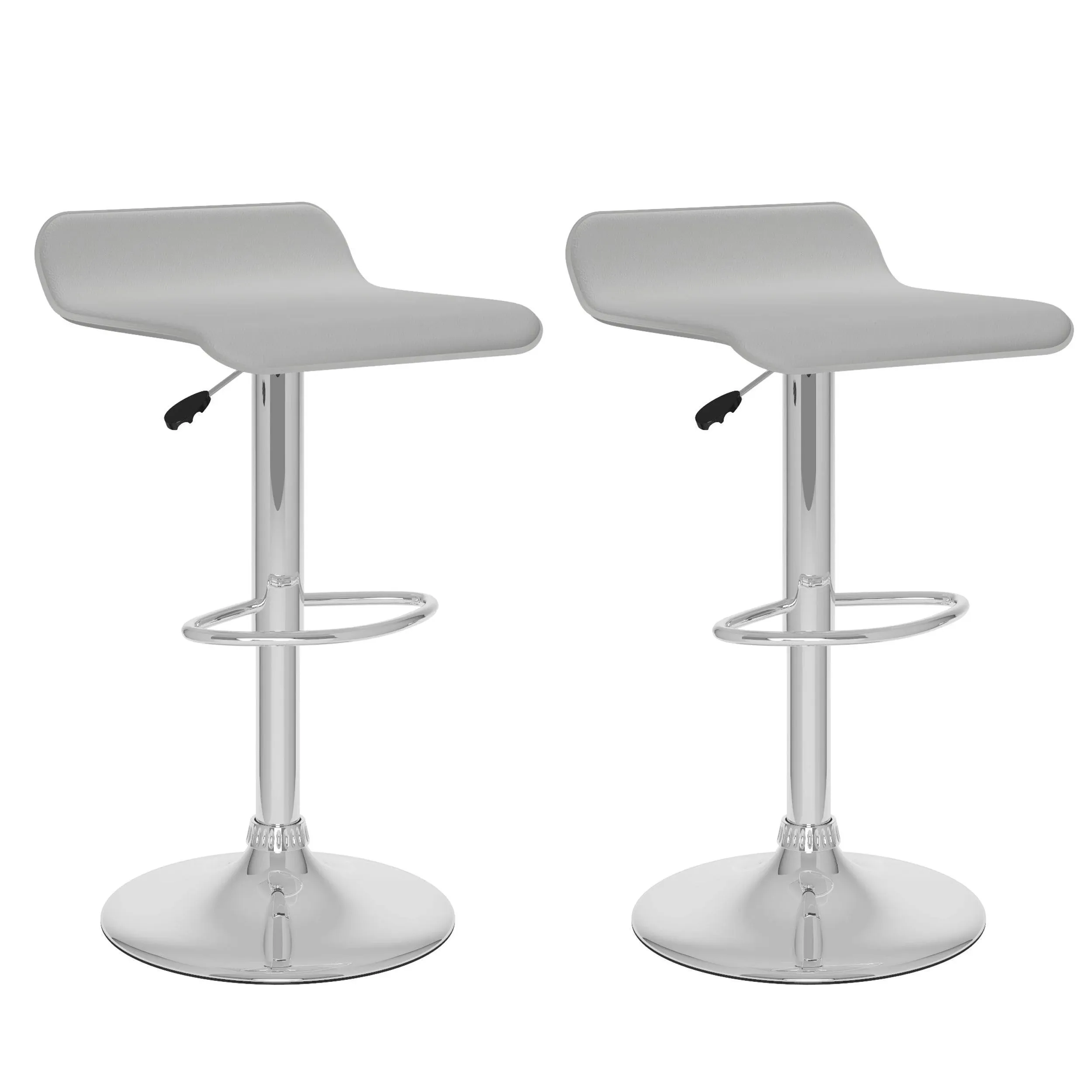 Theo White PU Fabric Upholstered Adjustable Low Back Curved Barstools - Set of 2 - Contemporary - Bar Stools And Counter Stools - by Homesquare | Houzz