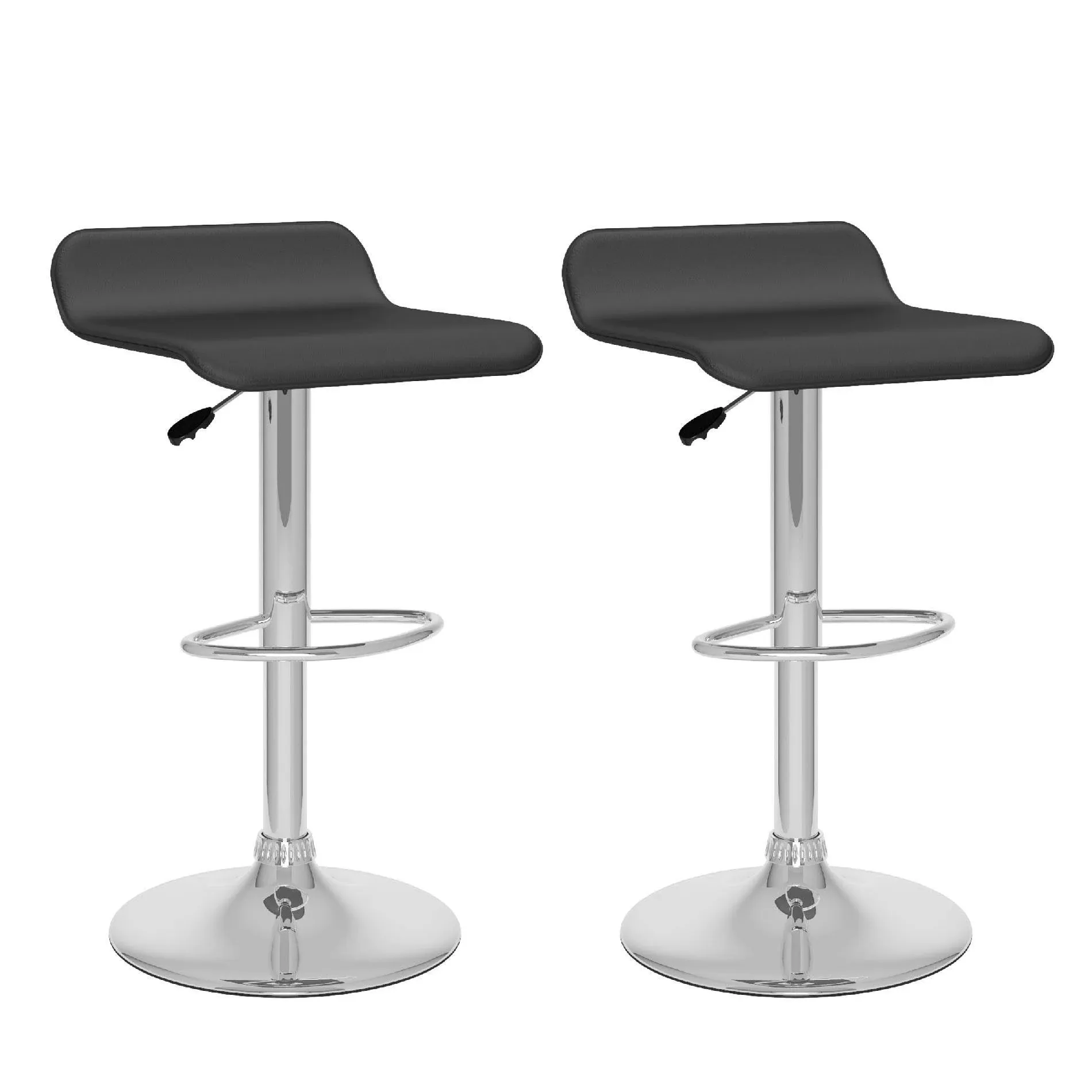 CorLiving Curved Adjustable Bar Stool Set of 2, White Leatherette