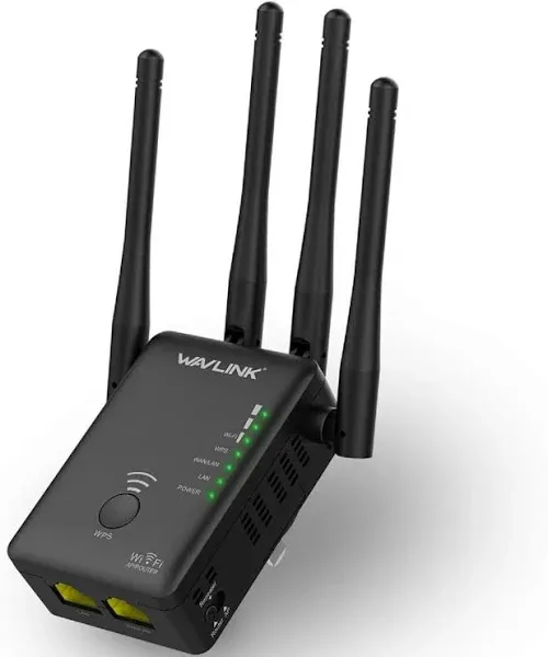 Wavlink AC1200 Wireless Range Extender WiFi Signal Booster Dual Band 2.4G/5G Ethernet 5dBi High Performance Antennas Support Router / Access Point / Repeater Modes for Guest Network - Black