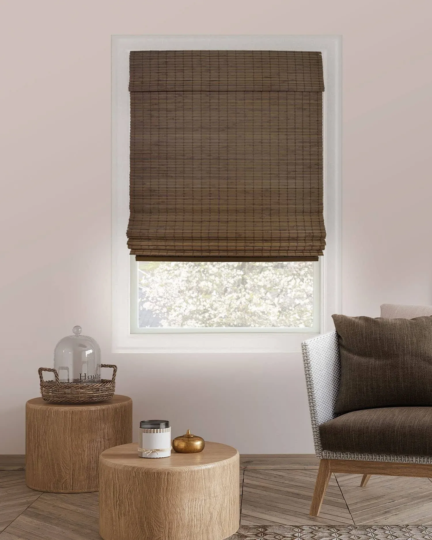 Chicology Cordless Bamboo Light-Filtering Roman Shades - 23"W x 64"H - Moose