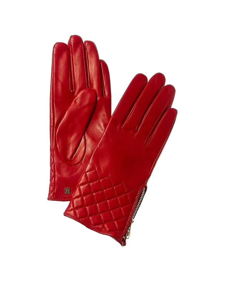 Bruno Magli Diamond Quilted Cashmere-Lined Leather Gloves Women&#039;s