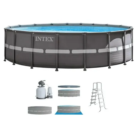 Intex Ultra Frame Pool Set with Sand Filter Pump, Ladder, Ground Cloth &amp; Pool Cover