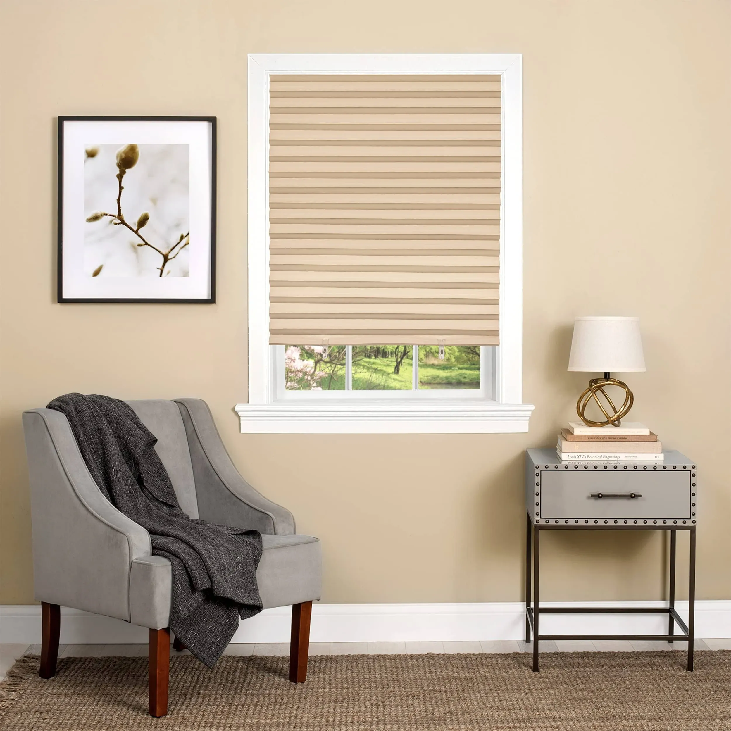 Achim Cordless 1-2-3 Vinyl Room Darkening Pleated Window Shade