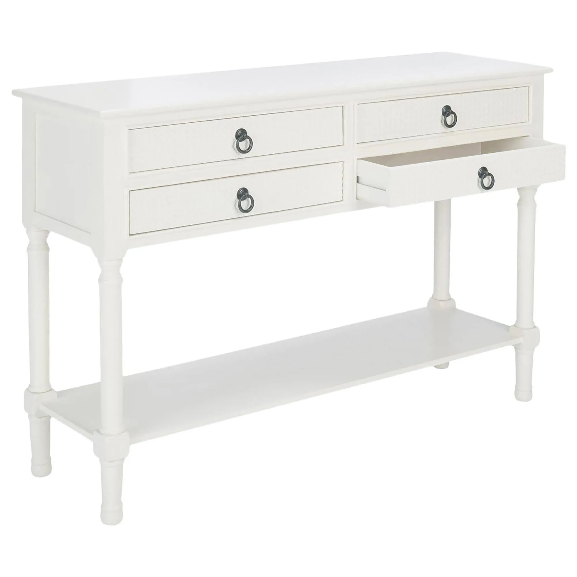 Haines 4 Drawer Console Table - White - Safavieh