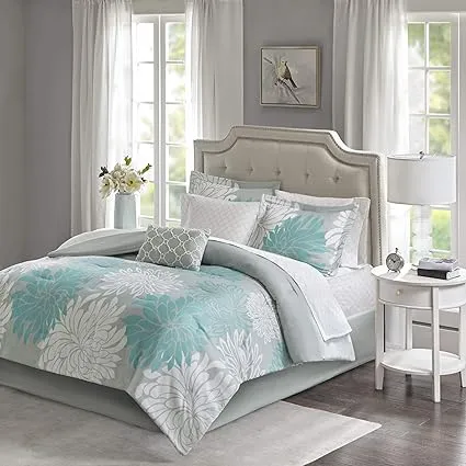 Madison Park Maible Complete Comforter and Cotton Sheet Set Aqua Full