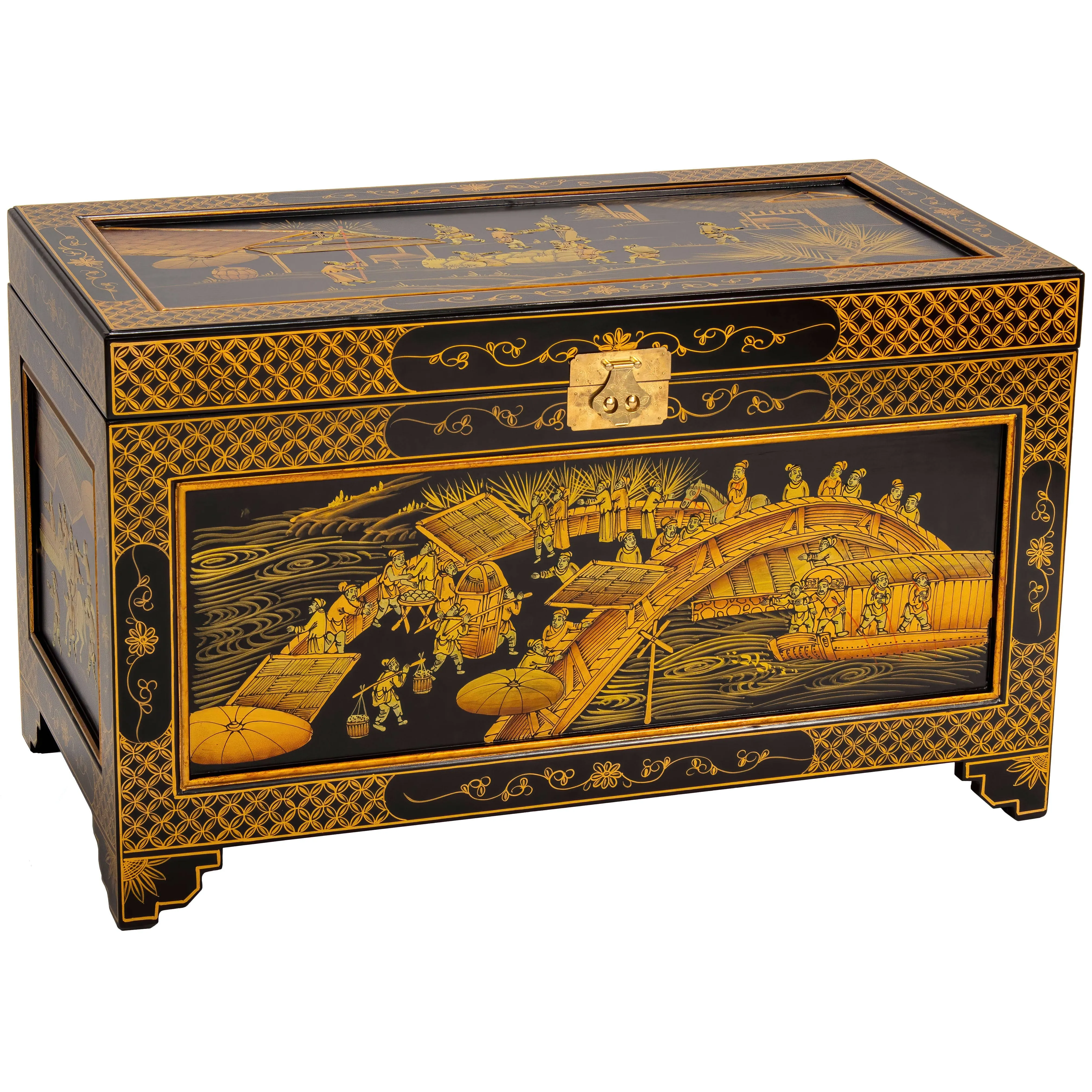 Black Lacquer Trunk Ching Ming - Asian - Decorative Trunks - by Oriental Furniture | Houzz