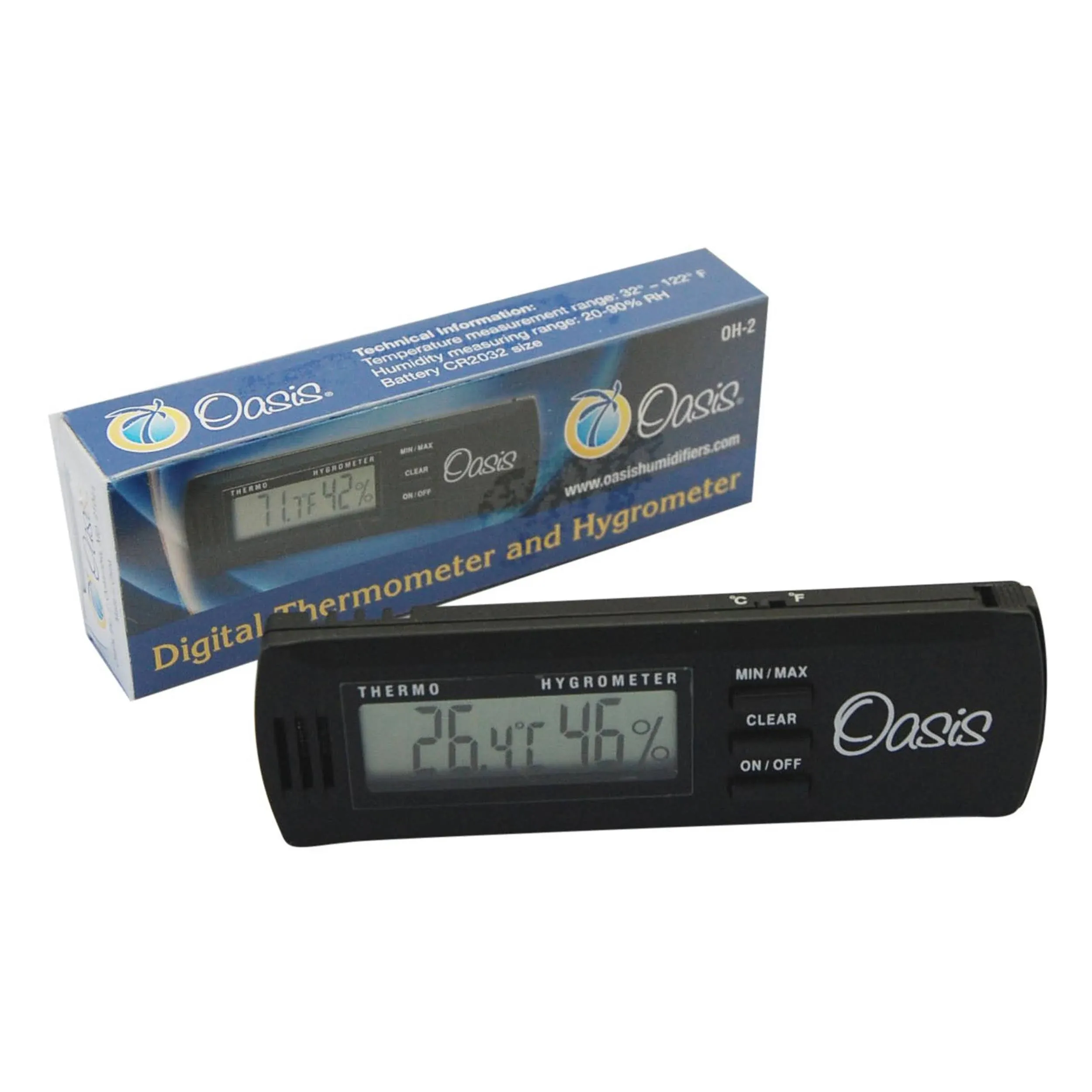 Oasis OH-2 Digital Hygrometer w/Clip