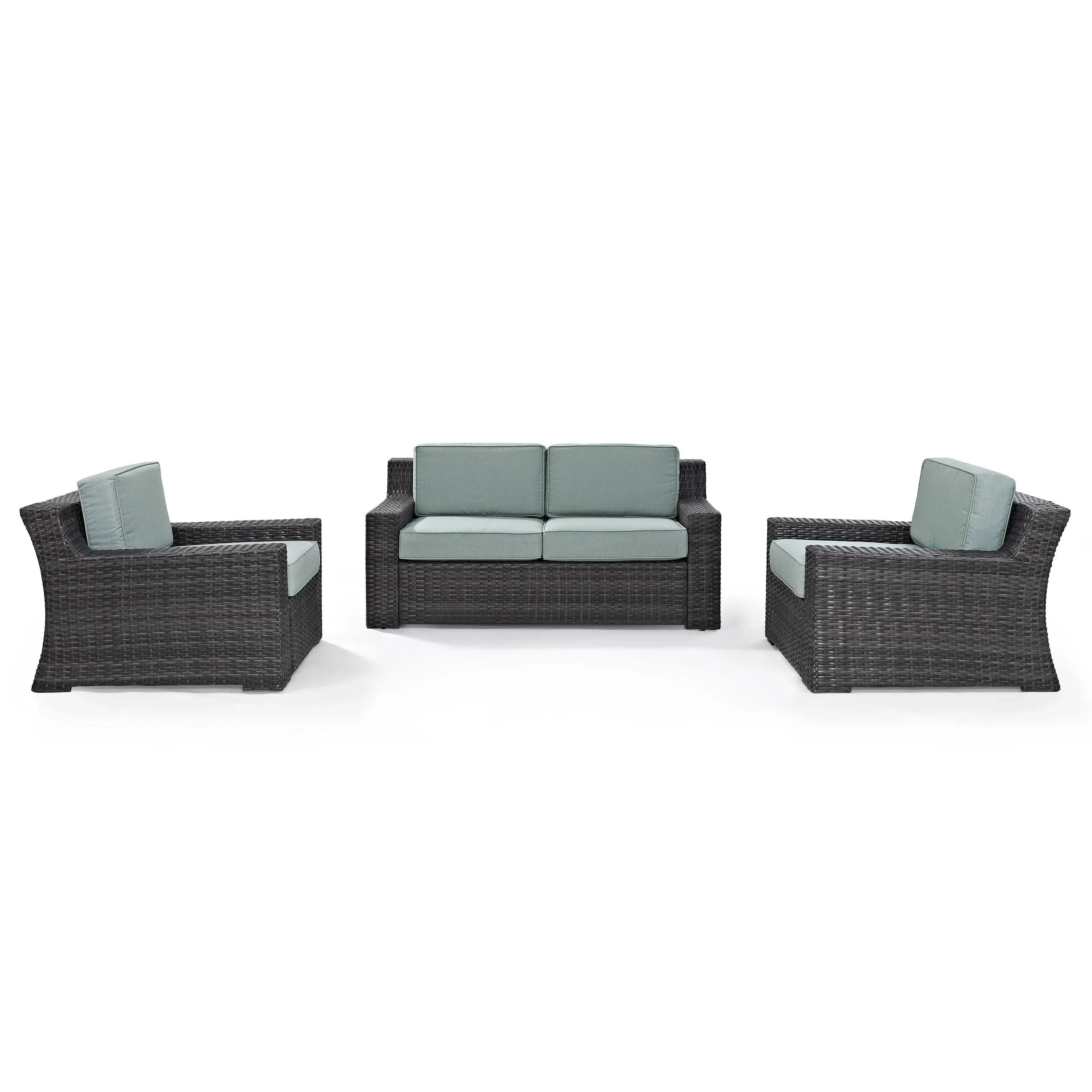 Beaufort 2Pc Outdoor Wicker Chair Set Mist/Brown - Tropical - Outdoor Lounge Chairs - by BisonOffice | Houzz