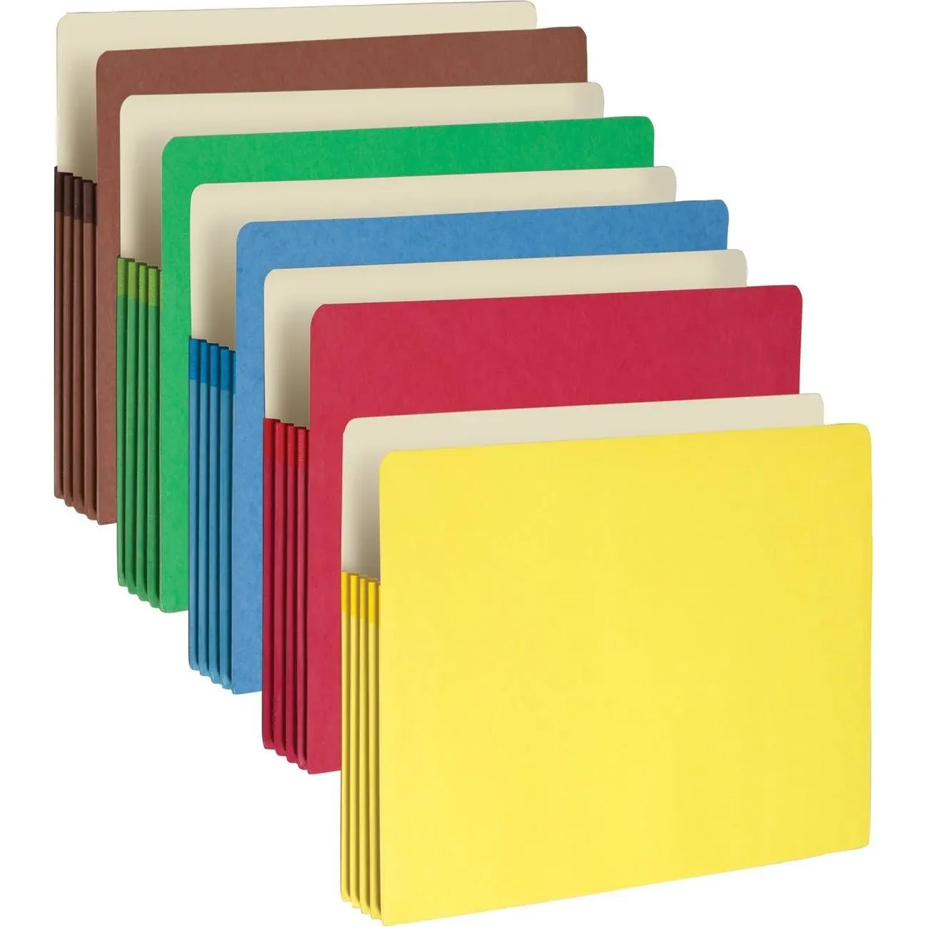 Colored File Pockets, 3.5" Expansion, Letter Size, Assorted Colors, 5/Pack