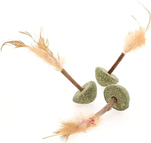 Raw Paws Catnip Lolli-pops for Cats Feathers, 3 ct - Cat Feather Toys for Indoor Cats - Interactive Cat Toys with Feathers - Cat Kicker Toy Catnip Toy