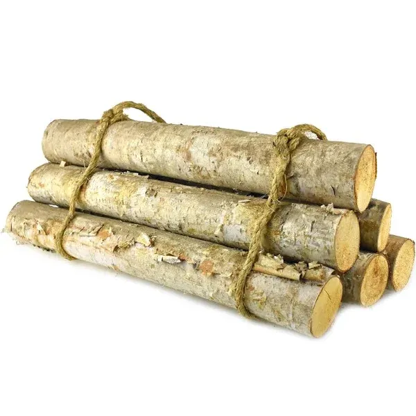 Natural Birch Wood Roped Log Bundle 18-Inch 6-Count