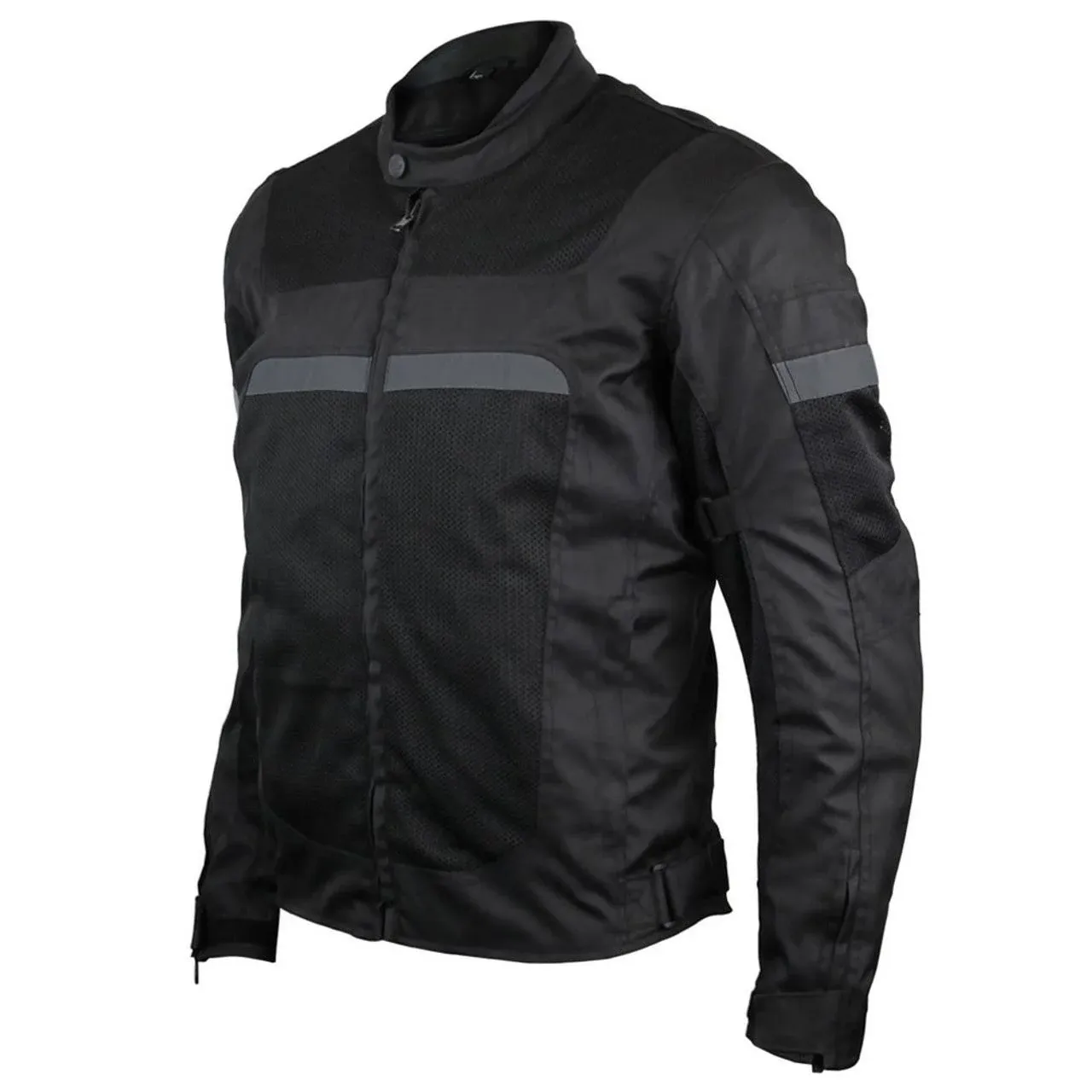 Mens Motorcycle Perforated Textile Reflective Mesh Riding 3 Season Jacket with CE ...