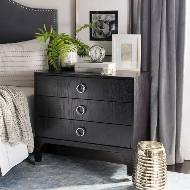 Safavieh Lorna 3 Drawer Contemporary Night Stand - Black