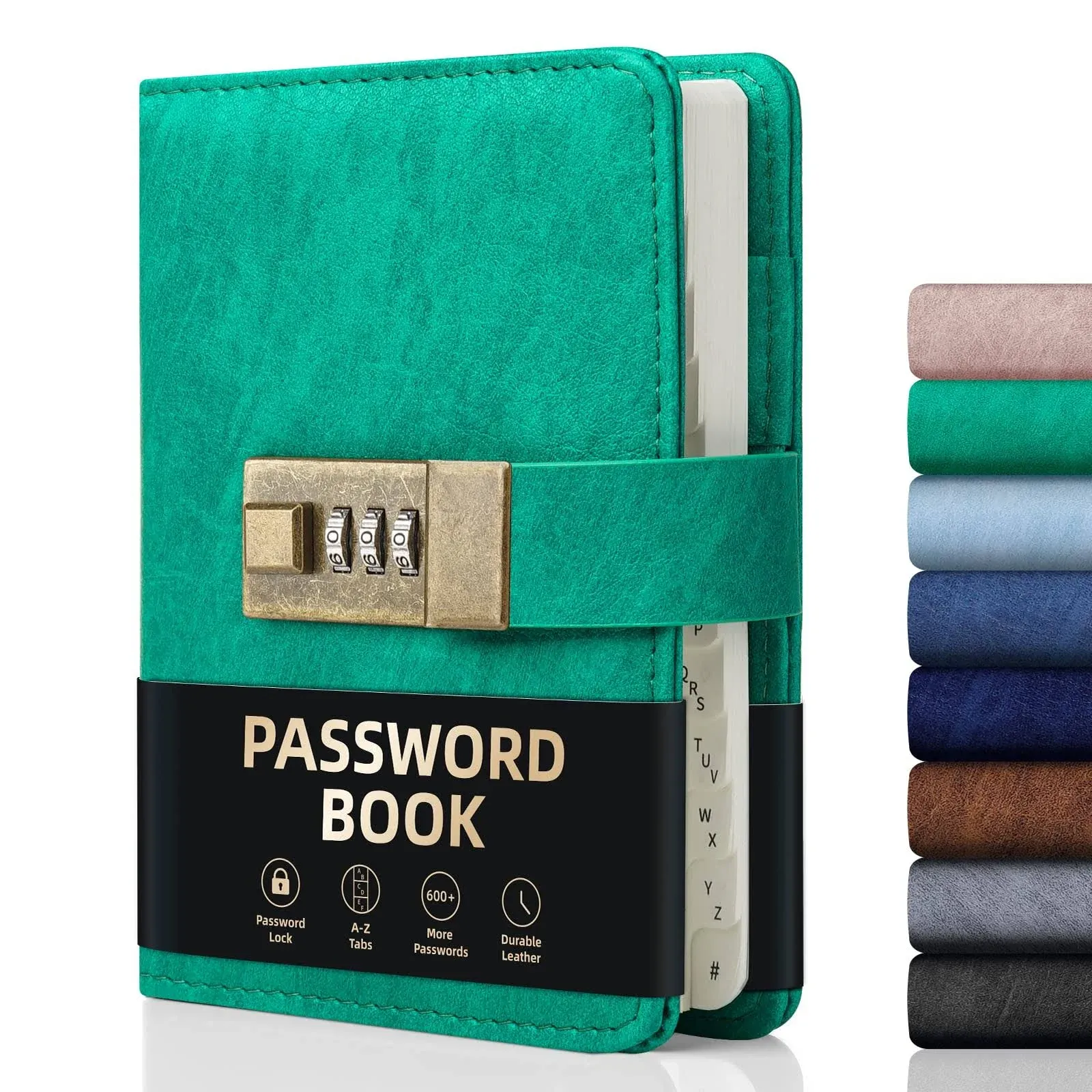 WEMATE Password Book with Lock, Password Book with Alphabetical Tabs 600+ Password Spaces, Password Organizer Logbook with Lock,Password Keeper for