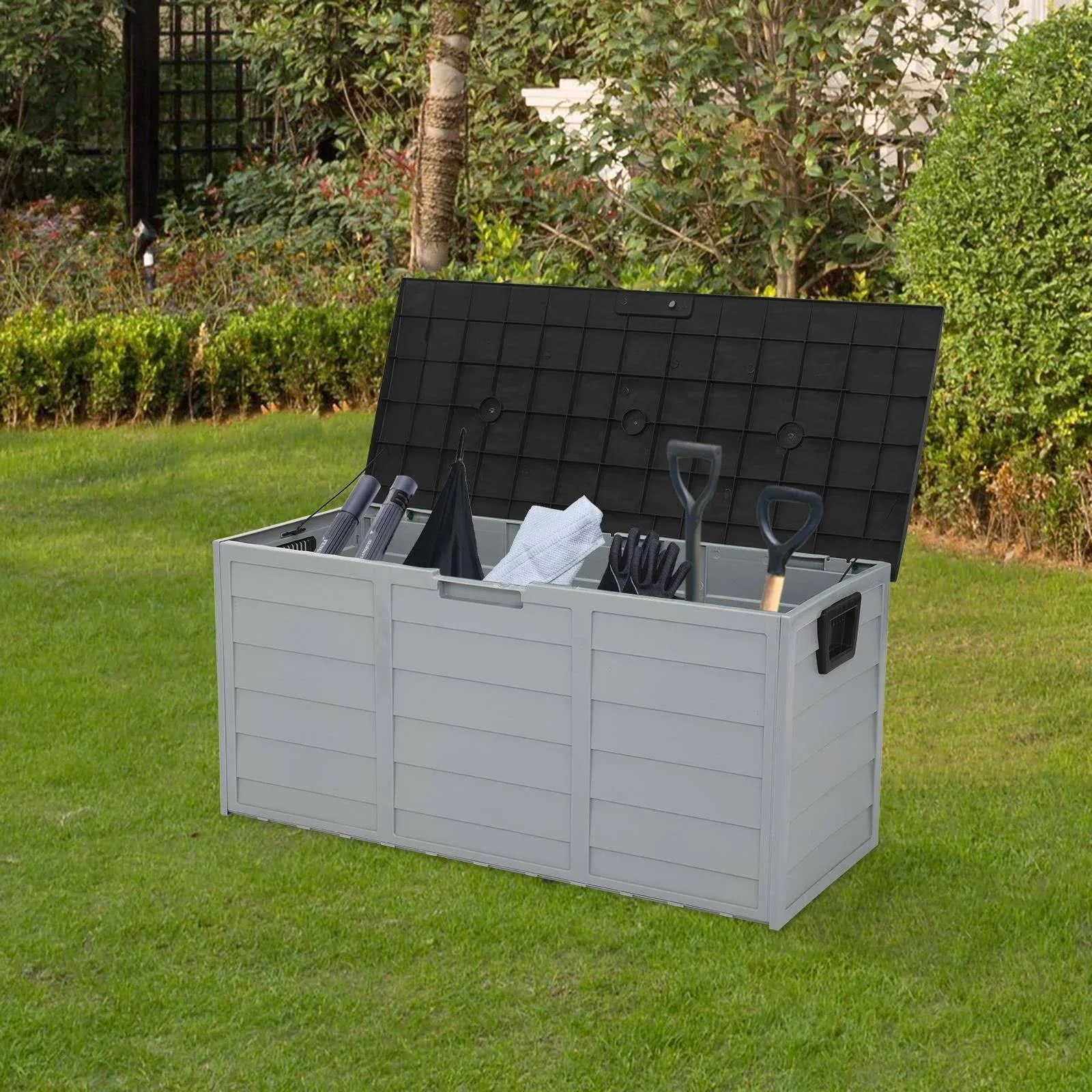 75 Gallon Resin Deck Box Storage Patio Furniture Garden Bench Seat Waterproof  | eBay