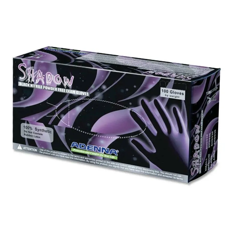 Adenna Shadow Black Nitrile PF Exam Gloves SHD-Medium