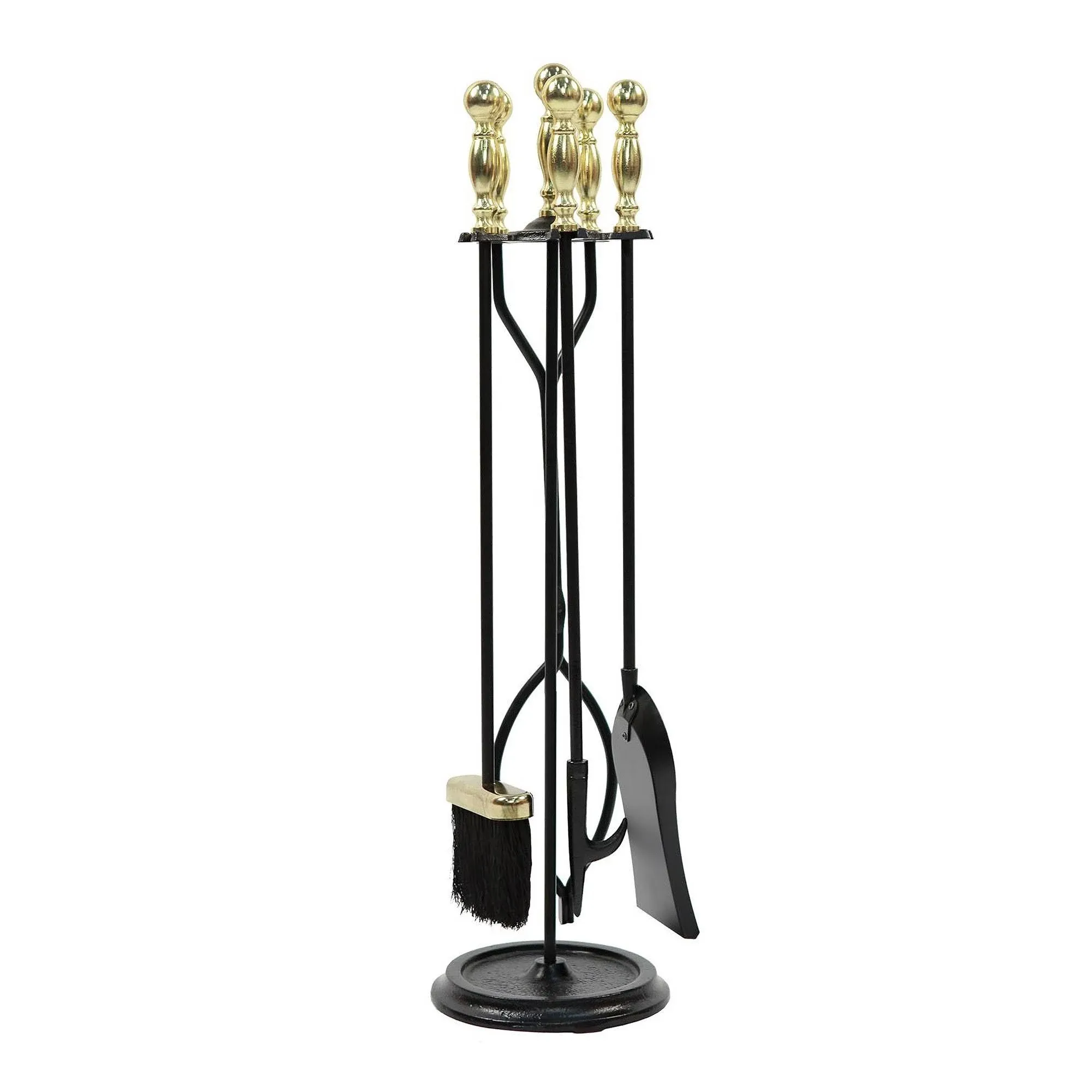 Minuteman X830941 4-Piece Fireplace Tool Set - Brass Plated & Black