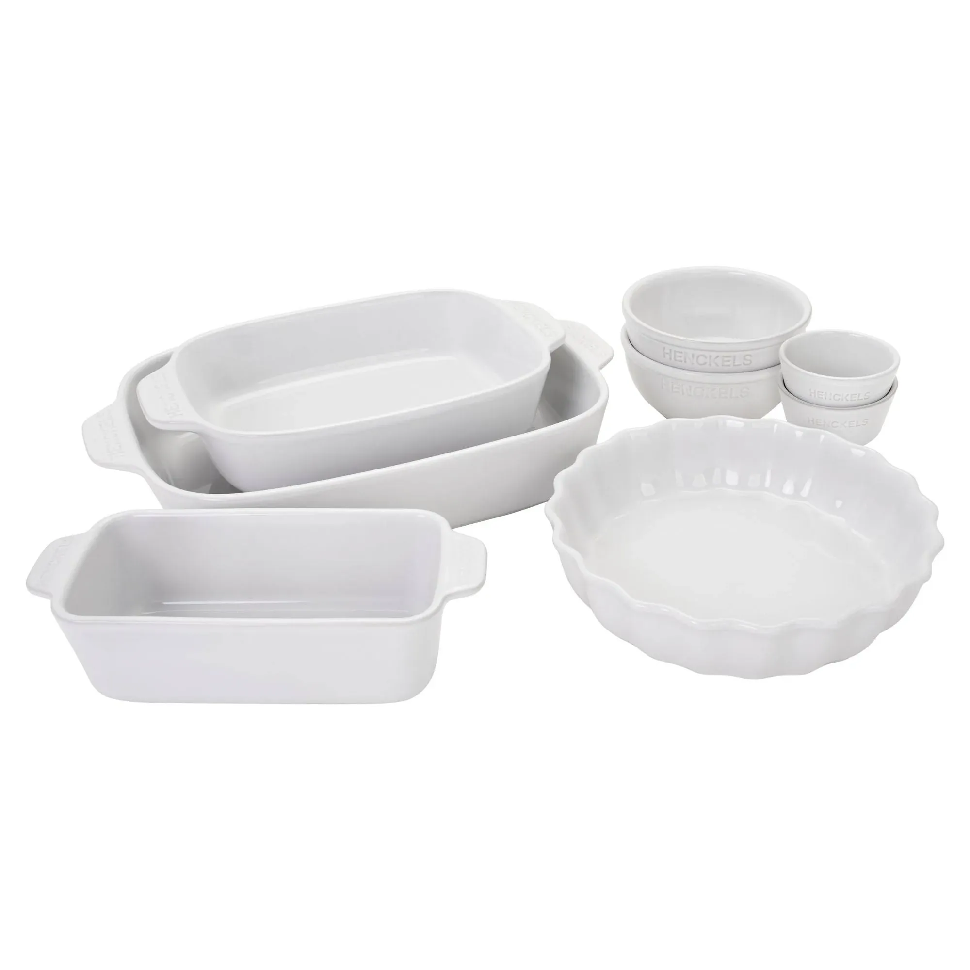 Henckels Ceramics 8-Pc Mixed Bakeware & Serving Set (White)