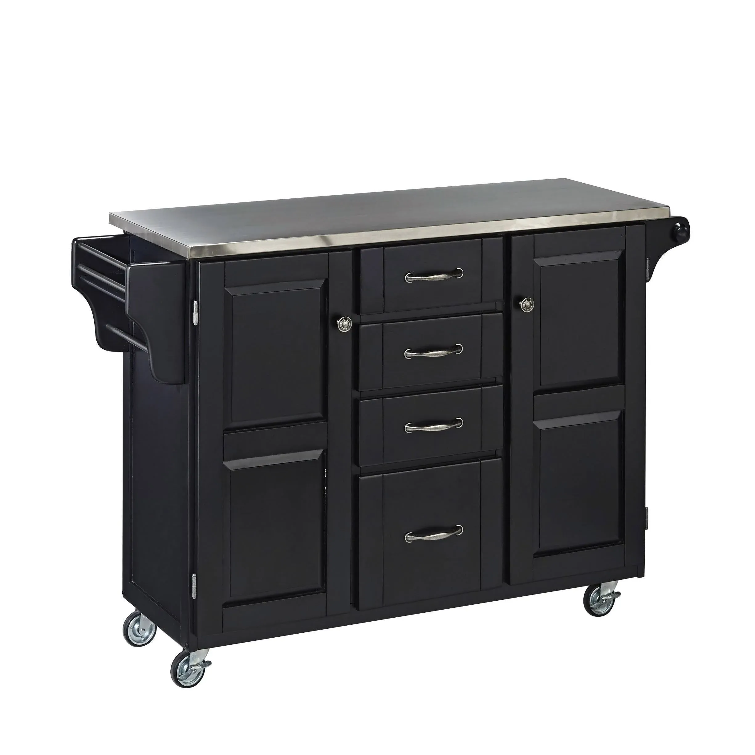 Home Styles Create-A-Cart Kitchen Island, Black/Stainless Steel