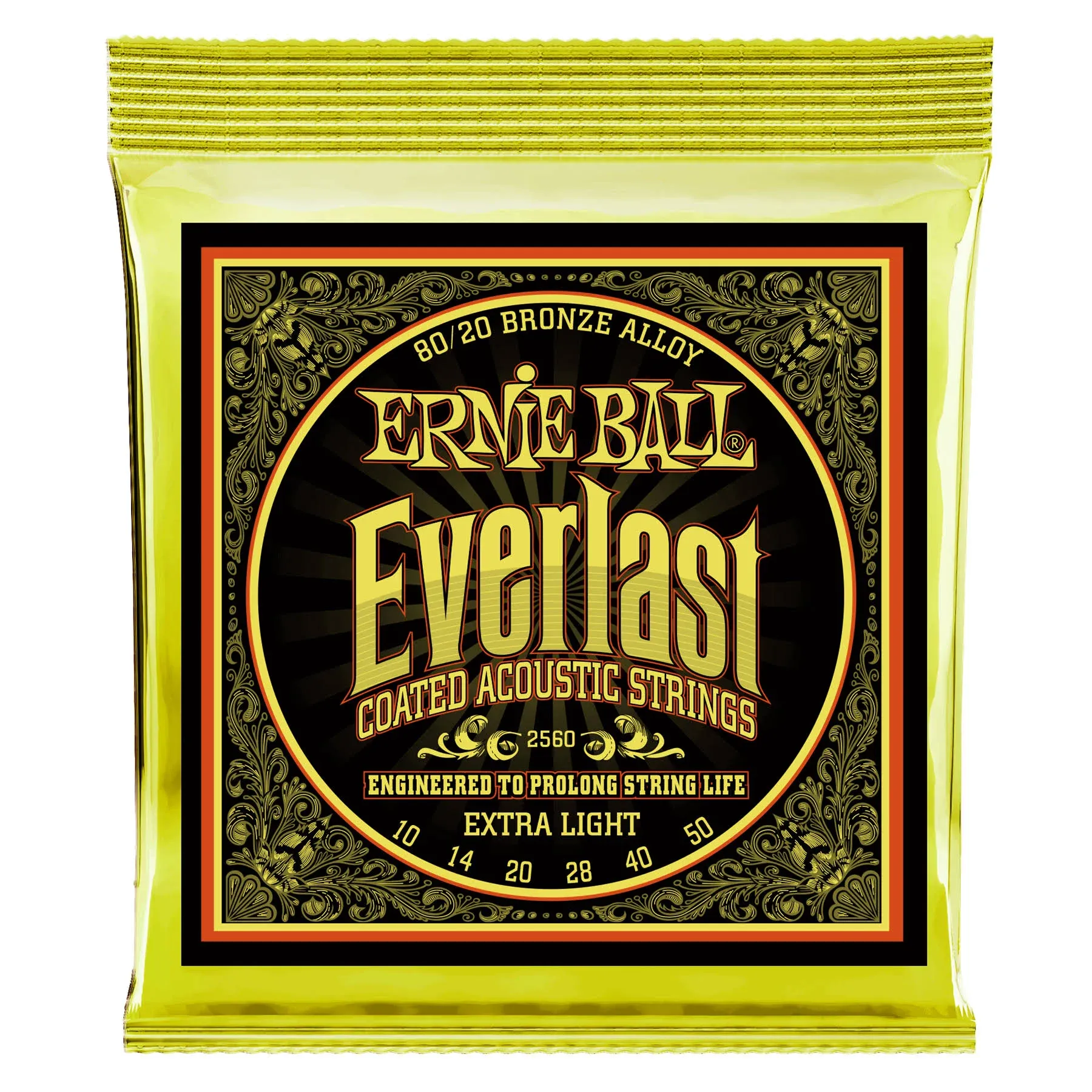 Ernie Ball Everlast Extra Light Coated 80/20 Bronze Acoustic - 10-50 Gauge