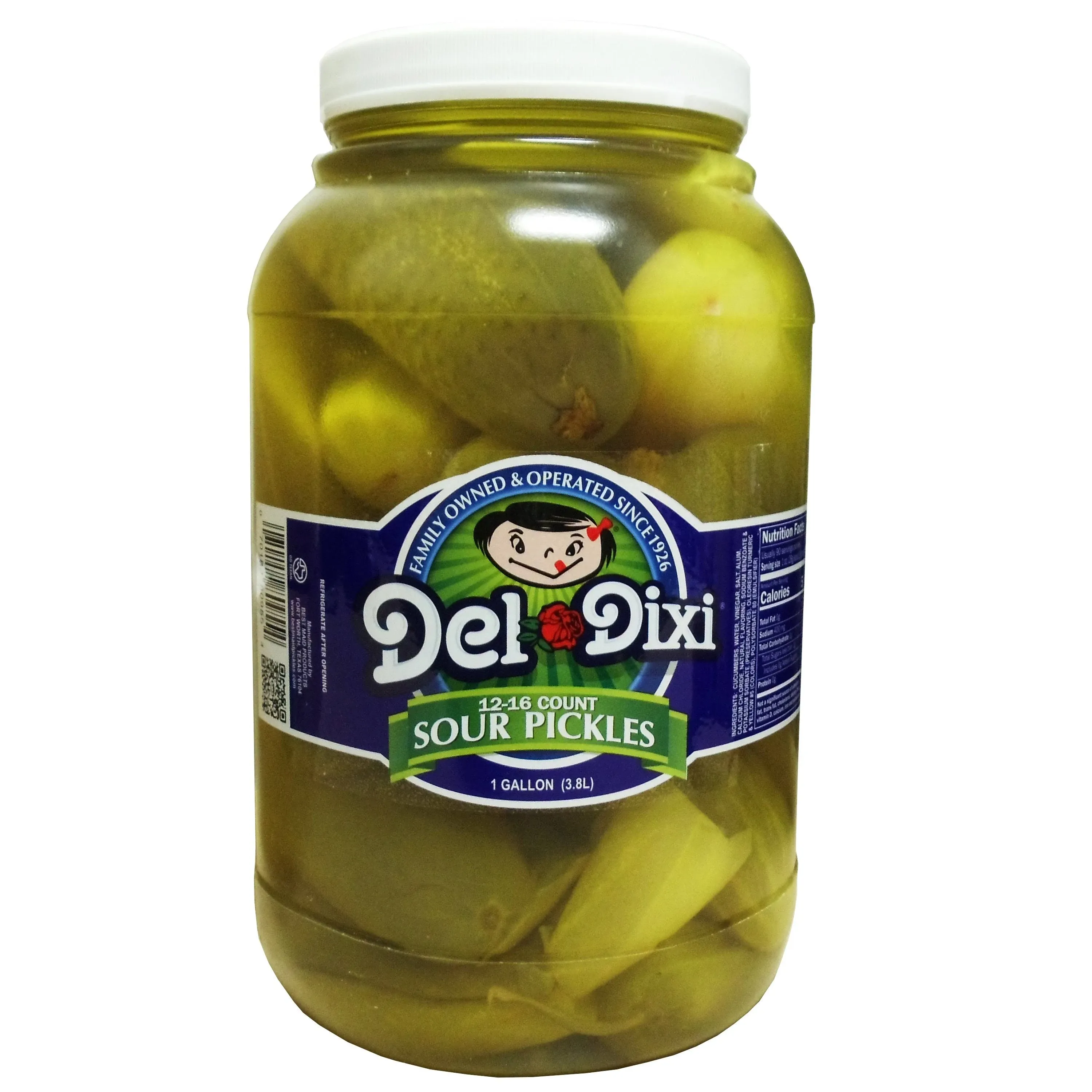 Del-Dixi Sour Pickles 1 Gal 12-16 Pickles per Jar