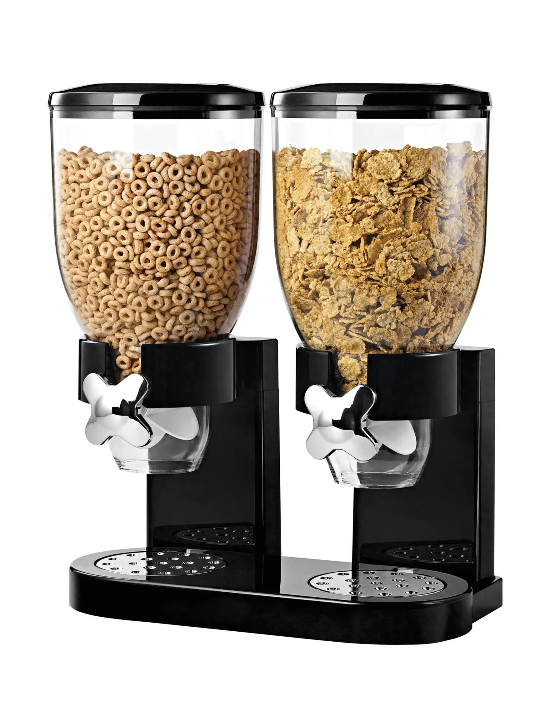 Honey-Can-Do Double Cereal Dispenser with Dual Portion Control, Black-Chrome