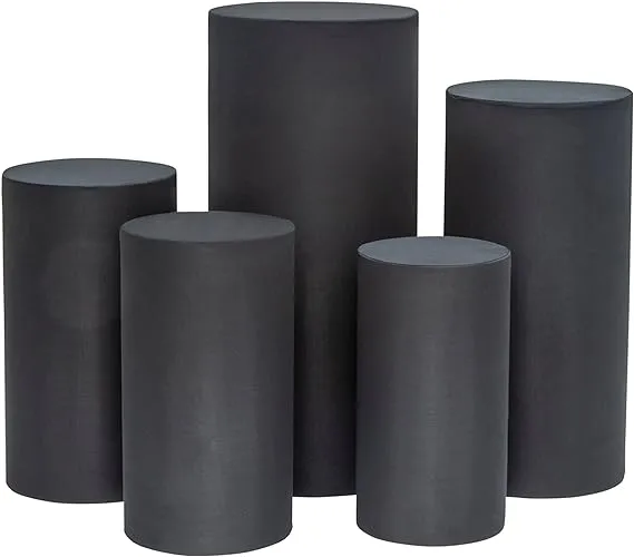 1 Set, Spandex Pillar Covers for Metal Cylinder Pedestal Stands 5 Pcs/Set - Black Covers ONLY/Cylinder Pedestal Stands NOT INCLUDED