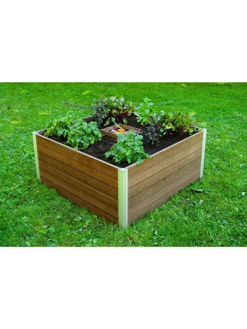 Vita Urbana 4'L x 4'W x 22"H Vinyl Keyhole Composting Garden, Espresso Brown