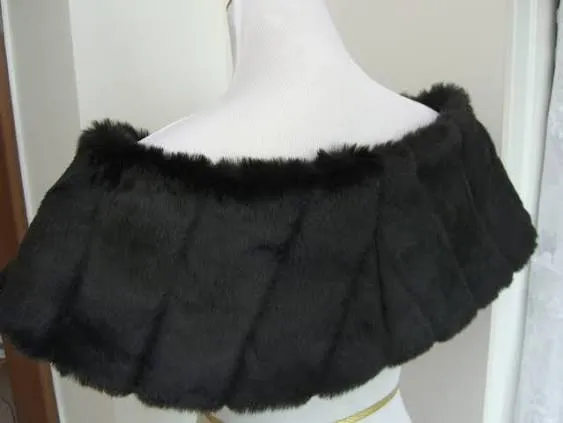 HotHats Black Mink Faux Fur Shrug, Faux Fur Shawl, Fur Stole, Wedding Shoulder ...