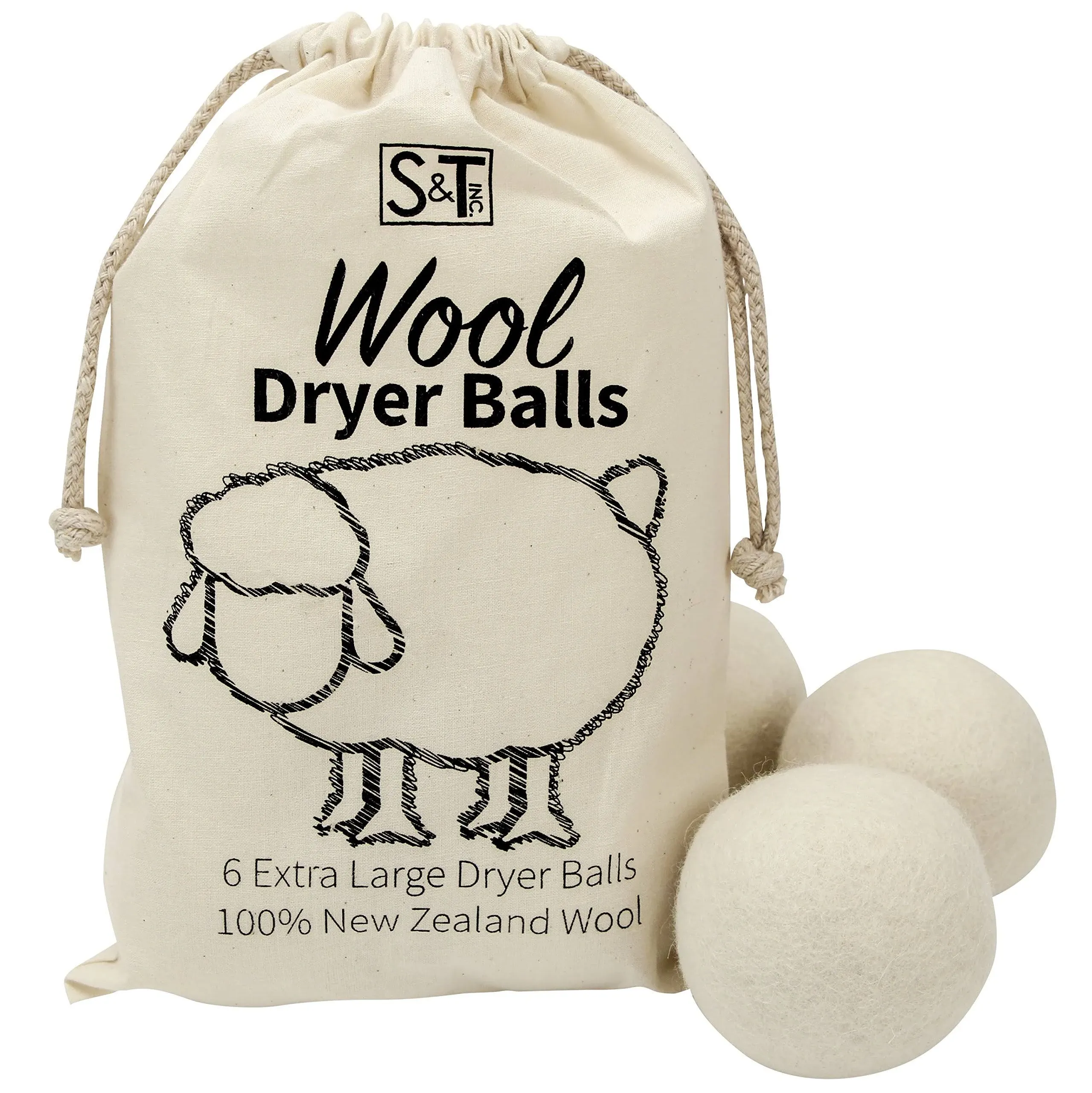 S&T INC. XL New Zealand Wool Dryer Balls