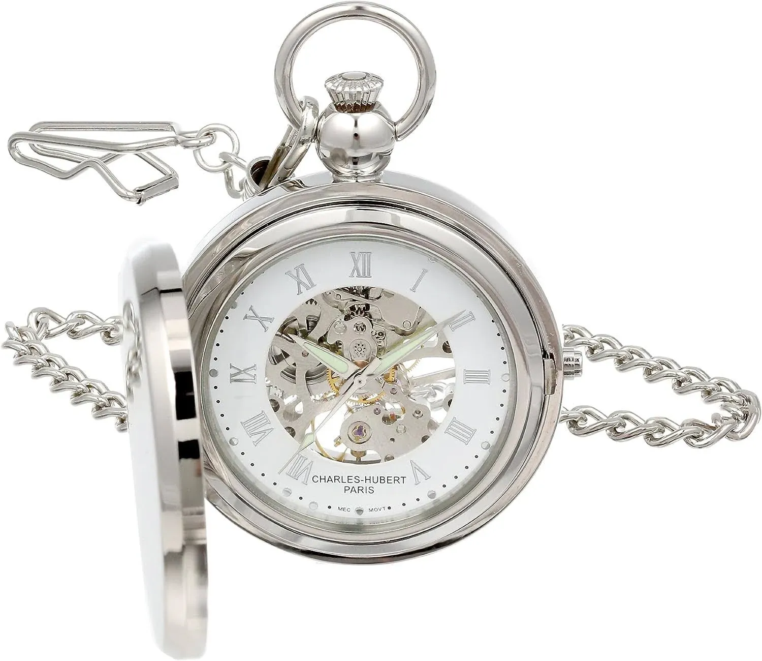 Charles-Hubert- Paris 3850 Mechanical Picture Frame Pocket Watch with Hunter