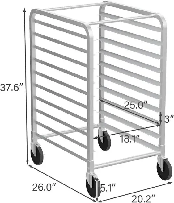 VINGLI 10-Tier Bakery Rack Commercial Stainless Steel Bun Pan Sheet Silver 