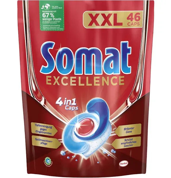 Somat Excellence Dishwasher Tabs 1 x 46 Piece XXL 4in1 Caps Dishwasher