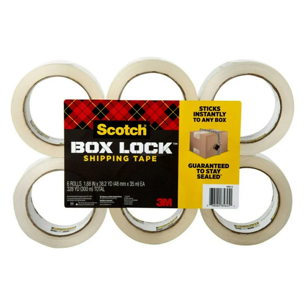 Scotch Shipping Packaging Tape 3950S-6, 1.88 in x 38.2 yd (48 mm x 35 m)