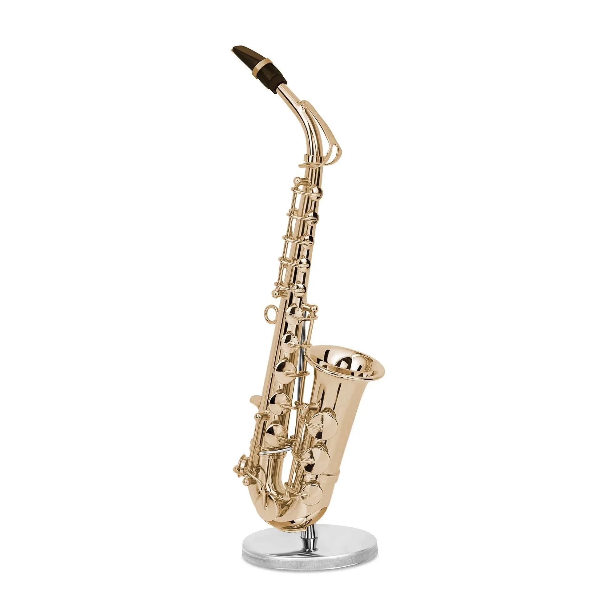 Gold Saxophone Music Instrument Miniature Replica with Case - Size 6.5 in.