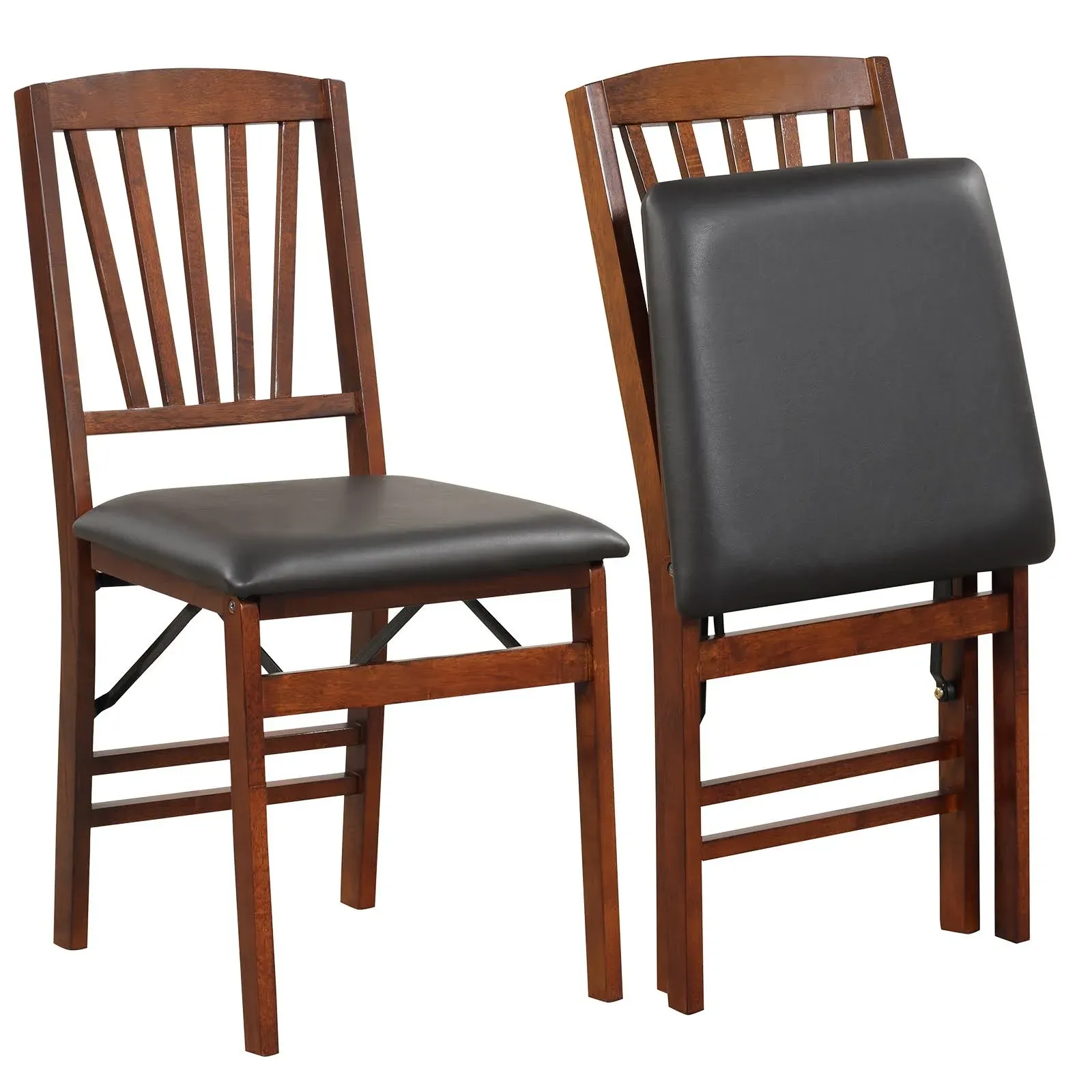 2 Pack Folding Dining Chairs Foldable Chairs with PVC Padded