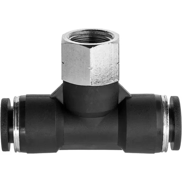 Push to Connect Tube Fitting - Nylon Plastic - Female Branch Tee - 1/4" Tube OD x 1/4" NPT Female