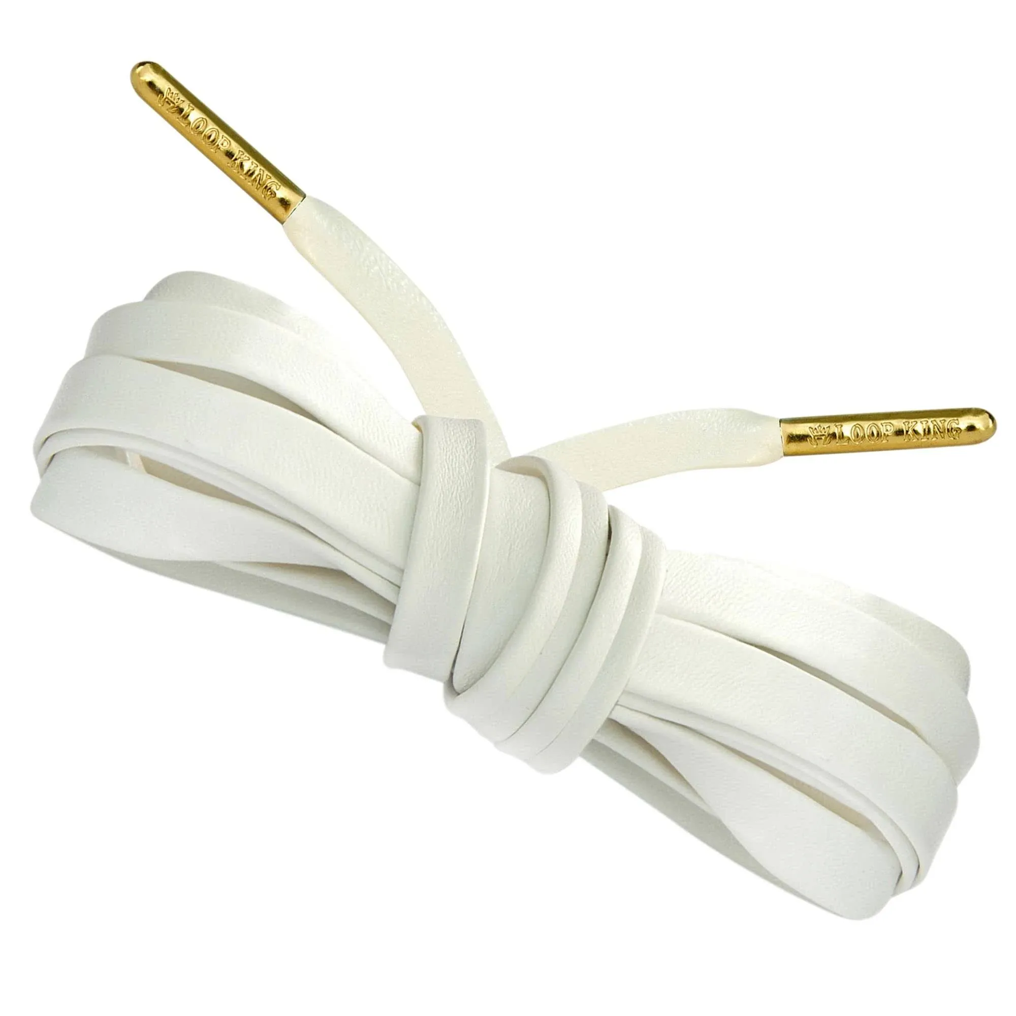 Loop King Laces 1 Pair Luxury Leather Shoe Laces with Gold Tips