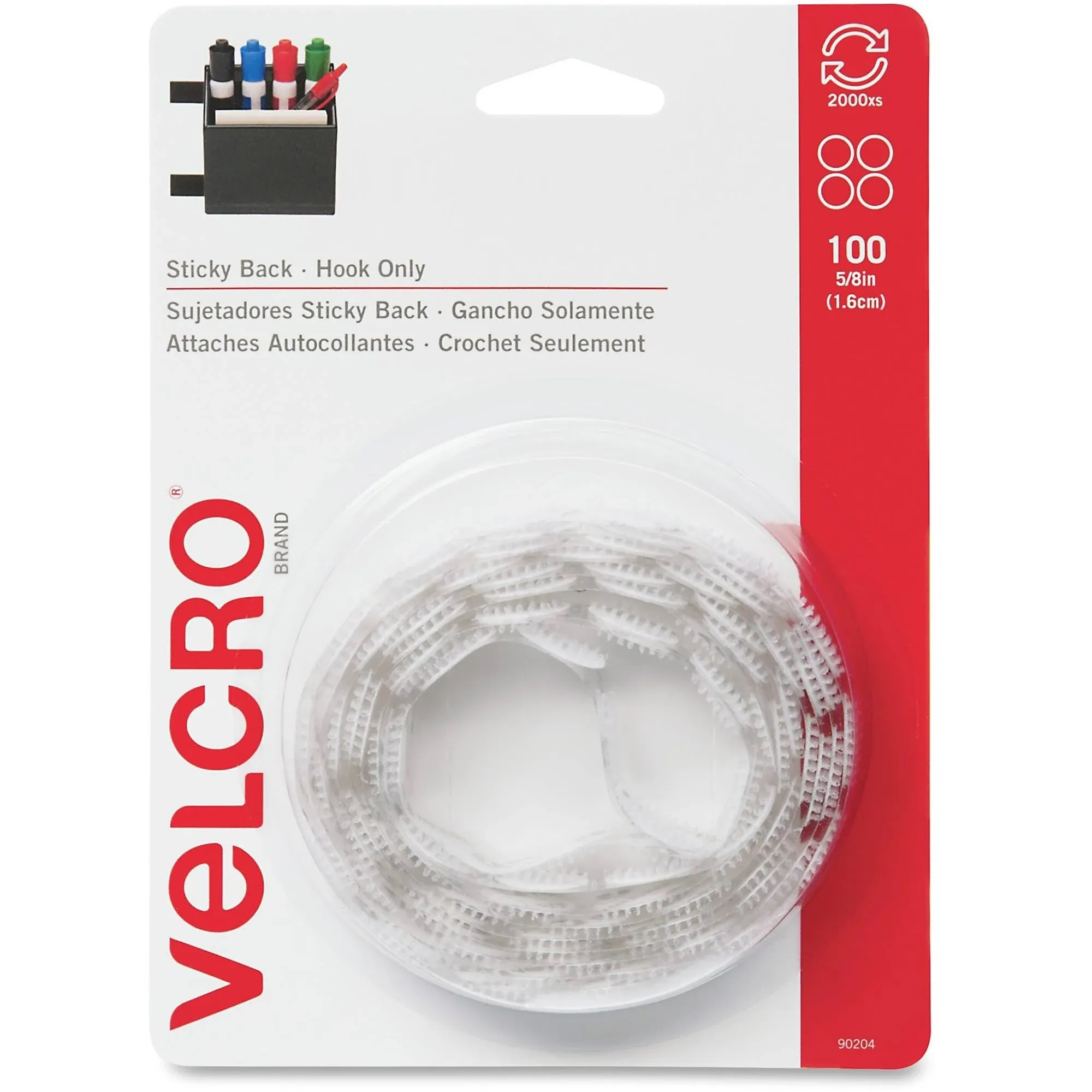 for Velcro Round Hook Fastener - 100 / Pack - White (VEK90204)