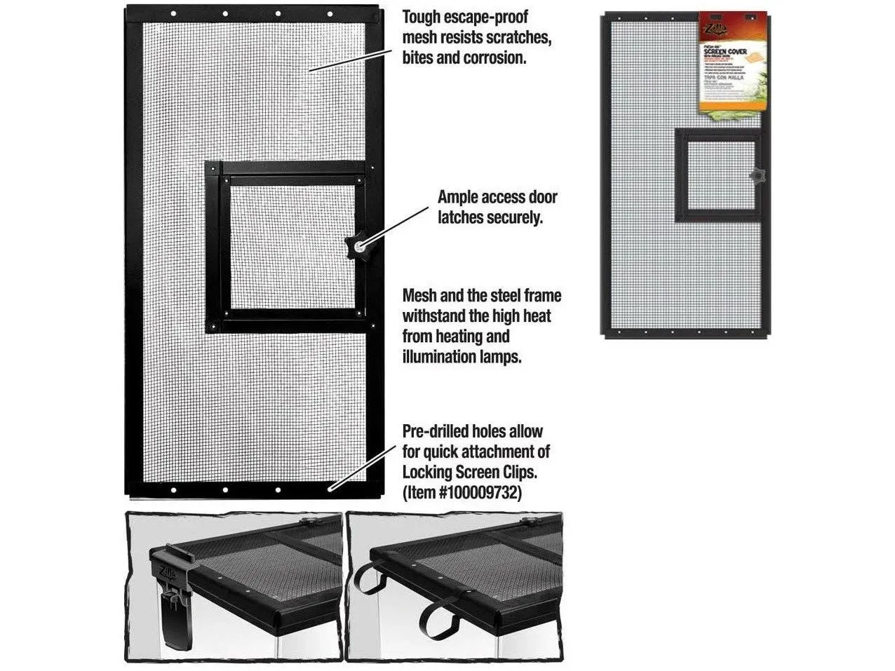 Zilla Fresh Air Screen Cover with Hinged Door - 24" x 12"