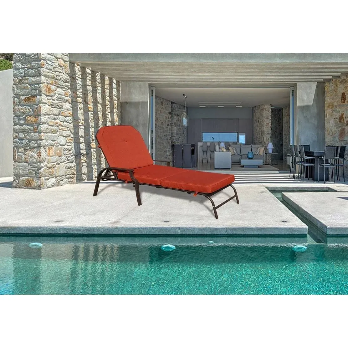 Kozyard Maya Outdoor Chaise Lounge Weather & Rust Resistant Steel Chair with Polyester Fabric Cushion for Pool, Patio, Deck or Yard (Terracotta)Kozyard Maya Outdoor Chaise Lounge Weather & Rust Resi…