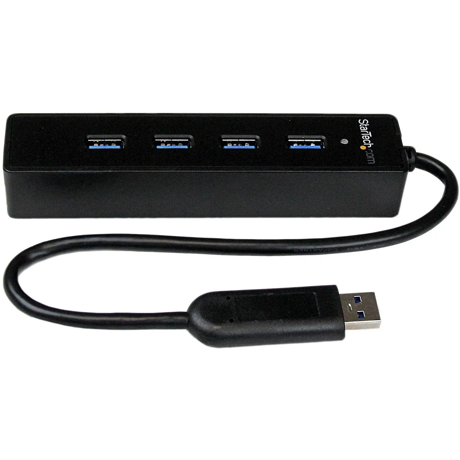 StarTech.com ST4300PBU3 4 Port USB 3.0 Hub - Built-in Cable - SuperSpeed - Black - USB Splitter - USB Port Expander - USB 3 Hub